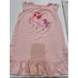 3T Carter's Girls Unicorn Nightgown Pink Sleeveless Ruffle Dress M